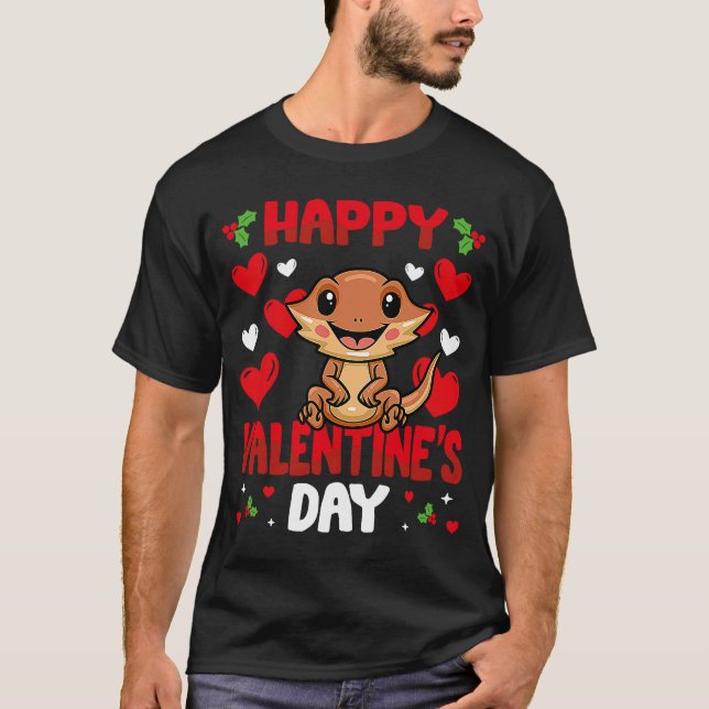 T-shirt Joyeux Valentines Jour Porté Dragon Coeur Amour An (Devant)