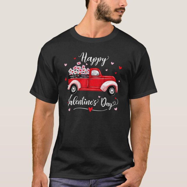 T-shirt Joyeux Valentines Jour Rouge Truck Cute Lettres Po (Devant)