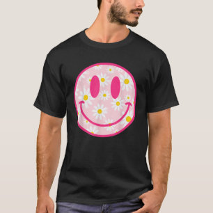 T-shirt Joyeux Visage Fleur Faisy Preppy Sourire esthétiqu