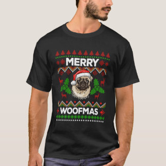 T-shirt Joyeux Woofmas Douleur moche Carlin de Noël Lover