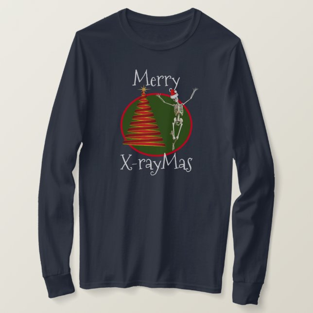 T-shirt "Joyeux X-raymas" avec des squelettes à Santa Hat (Design devant)