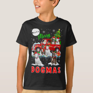 T-shirt Joyeux Xmas Chien Père Noël Transportant Des Taure