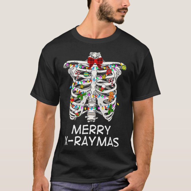 T-shirt Joyeux XRaymas Skeleton Rib Cage Radiologie Christ (Devant)