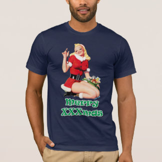 T-shirt Joyeux XXXmas : Fille de pin-up vintage de Noël