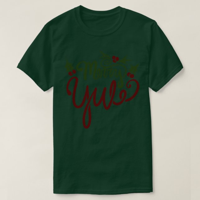 T-shirt Joyeux Yule avec Holly et Berries (Design devant)