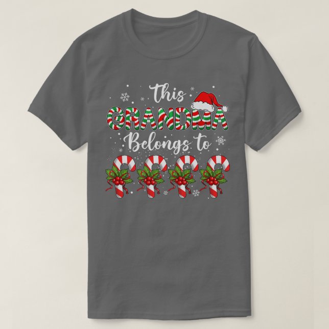 T-shirt Jqql Grand-mère Noël Noël Joyeux Noël Noël Bonbons (Design devant)