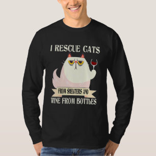 T-shirt J'Secourt Chat Des Abris Et Vin Des Bouteilles K