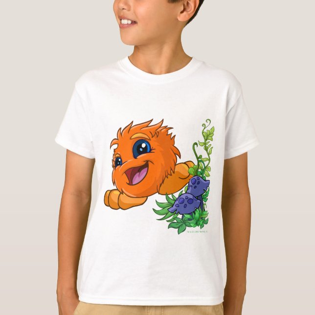 T-shirt JubJub orange heureux au central de Neopia (Devant)
