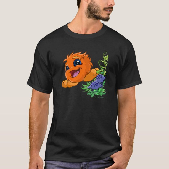 T-shirt JubJub orange heureux au central de Neopia (Devant)