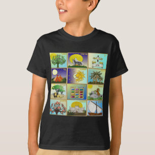T-shirt Judaica 12 Tribus d'Israël Panneaux d'art