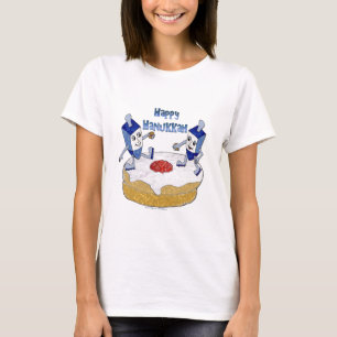 T-shirt Judaica Happy Hanukkah Dancing Dreidels