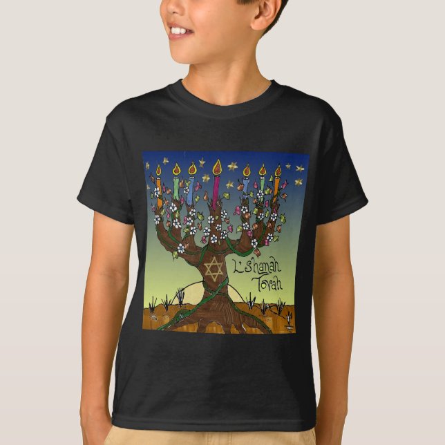 T-shirt Judaica L'shanah Tovah Arbre de vie Dons Vêtements (Devant)