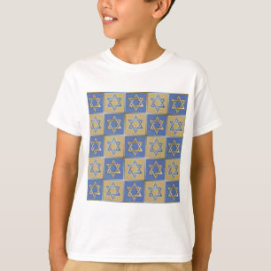 T-shirt Judaica Star de David Metal Gold Blue