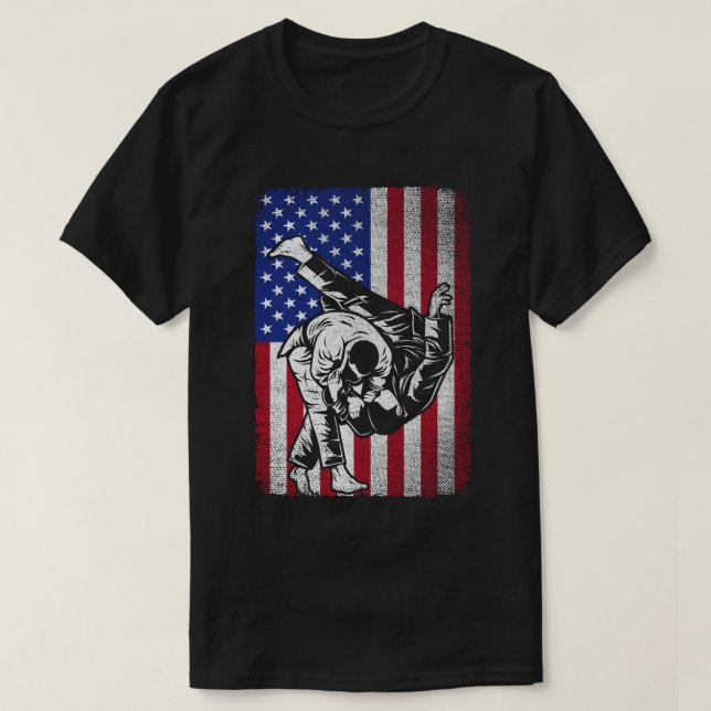 T-shirt Judo Martial Arts Usa American Flag Judoist Hommes (Design devant)