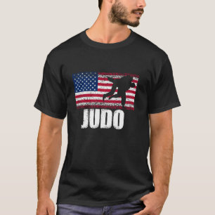 T-shirt Judo Sports Retro American Flag USA America Martia