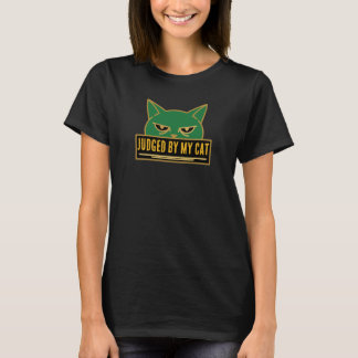 T-shirt Jugé par mon chat Nom personnalisé Chat grincheux