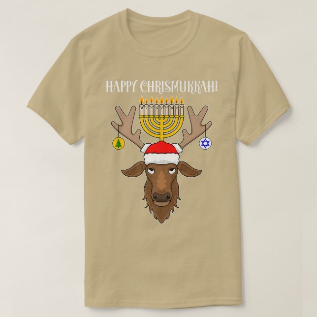T-shirt Juif Reindeer de Noël Heureux Chrismukkah (Design devant)