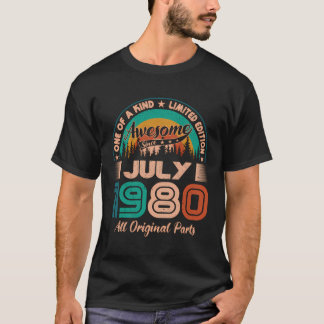T-shirt Juillet 1980 Anniversaire stupéfiant depuis juille
