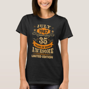 T-shirt Juillet 1987 Vintage 35ème anniversaire 35 ans