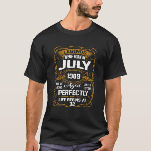T-shirt Juillet 1989 32E Cadeau Anniversaire 32 Ans Pour H