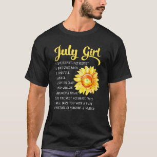 T-shirt Juillet Fille Anniversaire Sunflower Bold Sunshine