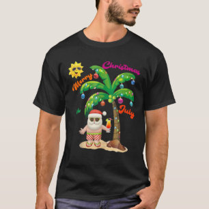 T-shirt Juillet Palmier de Noël Mi-Année Santa Claus Beach