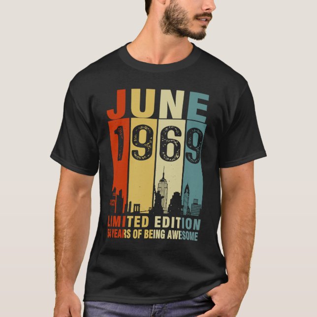 T-shirt Juin 1969 54 Ans D'Être Vintage (Devant)