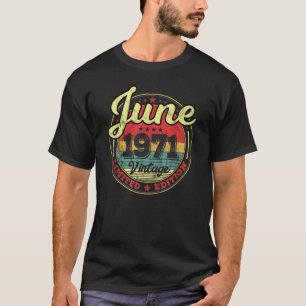 T-shirt Juin 1971 50e anniversaire Hommes Femmes Rétro Vin