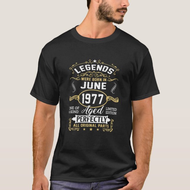 T-shirt Juin 1977 44E Cadeau Anniversaire 44 Ans Hommes Fe (Devant)