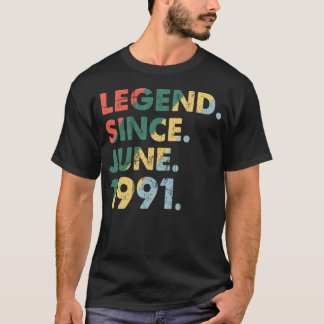 T-shirt Juin 1991 Légende Année 1991 Légende Rétro depuis