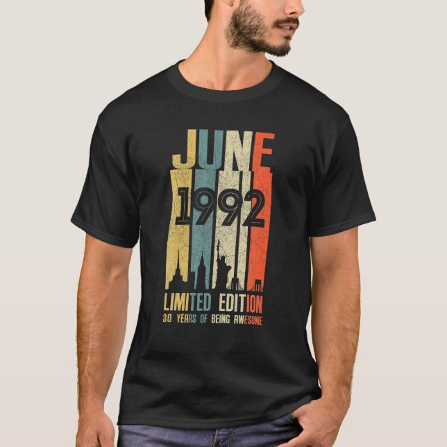 T-shirt Juin 1992 30 Anniversaire 30 Anniversaire 1992 Ann (Devant)