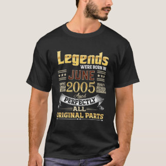 T-shirt Juin 2005 16 Ans 16 Légendes Anniversaires Bor
