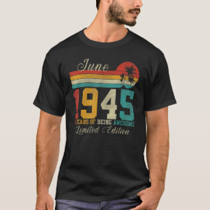 T-shirt Juin 77 Année Vieux Vintage 1945 77e anniversaire