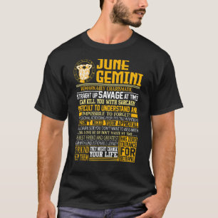 T-shirt Juin Gemini Faits Traits Horoscope Zodiac Astrolog
