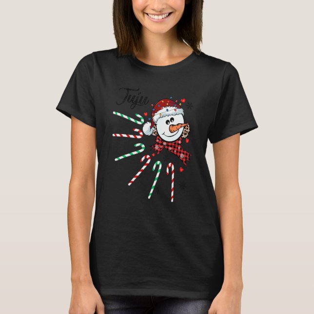 T-shirt Juju Snowman Candy Cane Christmas Xmas Funny (Devant)