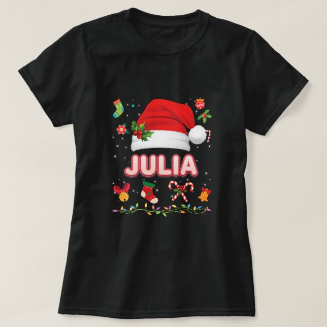 T-shirt Julia Santa Claus Casquette Famille Joyeux Noël No (Design devant)