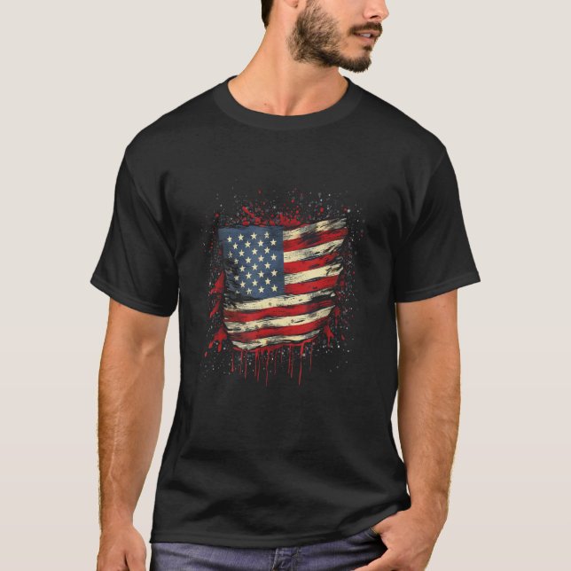 T-shirt July 4th Product  Patriotism, American Flag_2 (Devant)