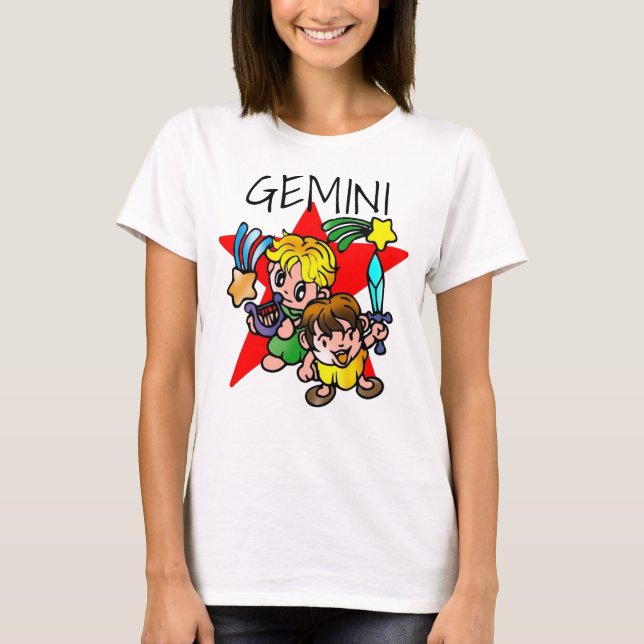 T-shirt Jumeaux de caricature Gemini (Devant)
