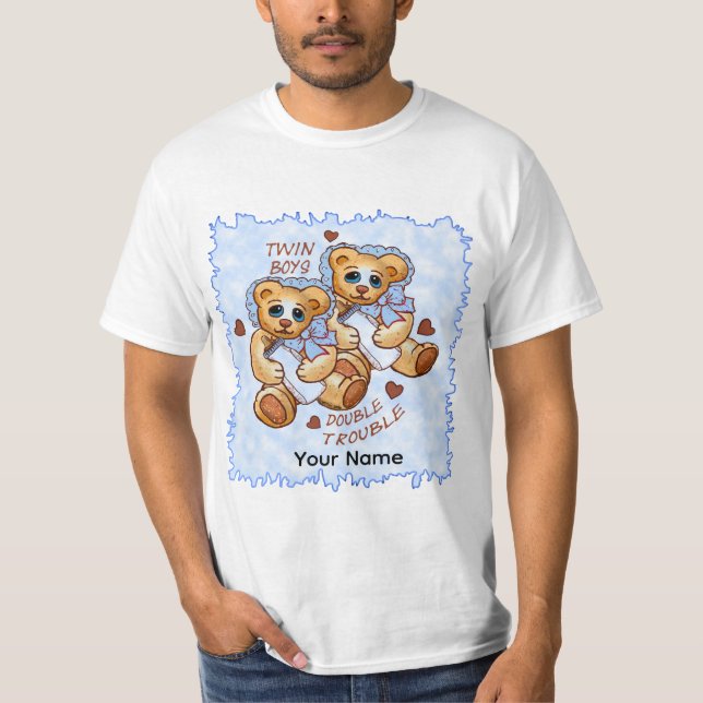 T-shirt Jumeaux Garçons Ennuis (Devant)