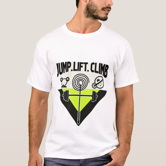 T-shirt Jump Lift Climb | Minimalist Neon Cross-Training (Devant)