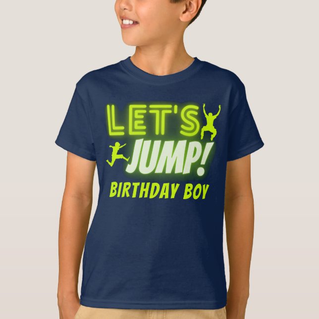T-shirt Jump Neon Glow Trampoline fête d'anniversaire (Devant)