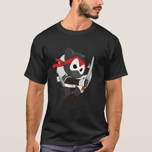 T-shirt Jumping Ninja Cat Cartoon (Devant)