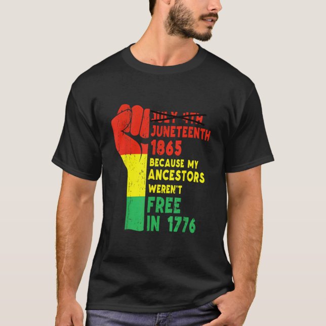 T-shirt Junenth Mes Ancêtres Drapeau Noir Africain Libre F (Devant)
