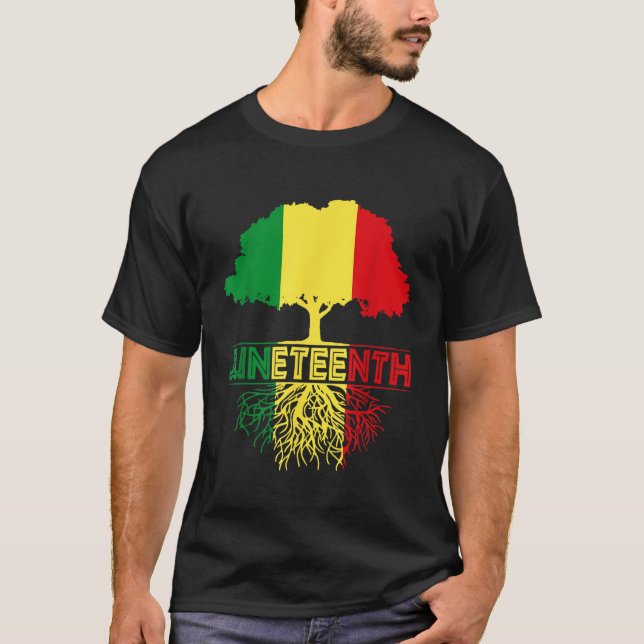 T-shirt Junetdix Arbre Afrique racine Afro Fière Noir Juin (Devant)