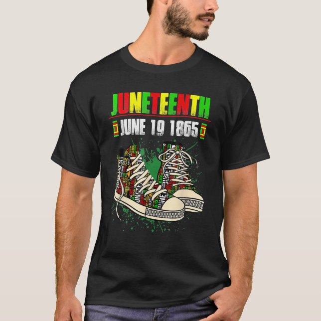 T-shirt JunetDix Chaussures Black Pride Africain Américain (Devant)
