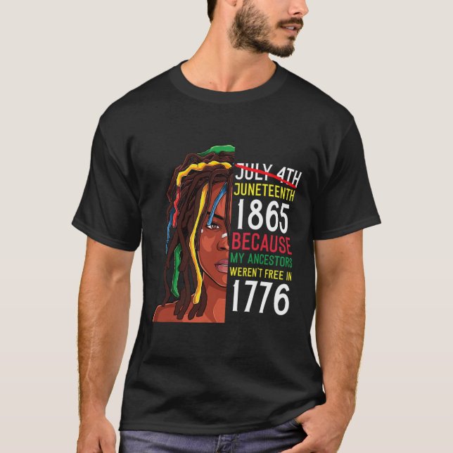 T-shirt Junetdix Day Ancestors Gratuit 1776 Juillet 4 Noir (Devant)
