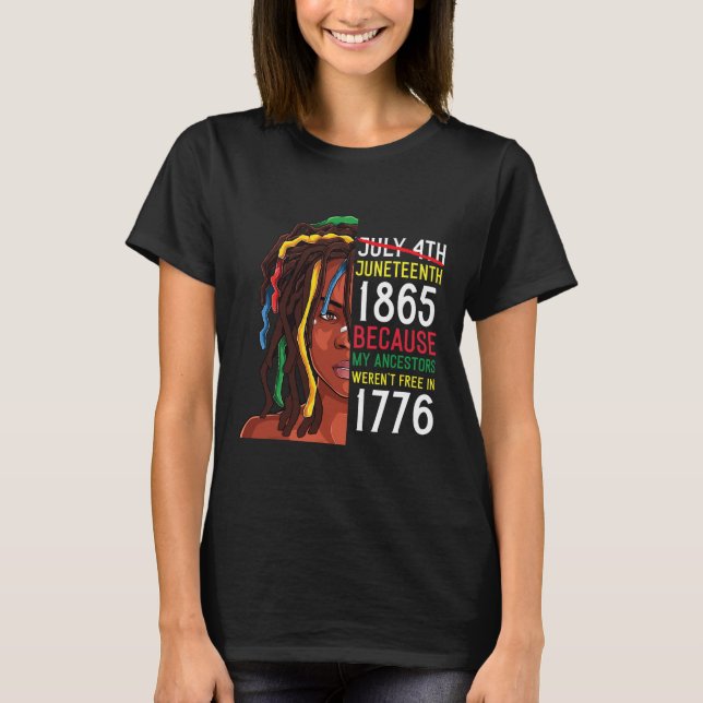 T-shirt Junetdix Day Ancestors Gratuit 1776 Juillet 4 Noir (Devant)