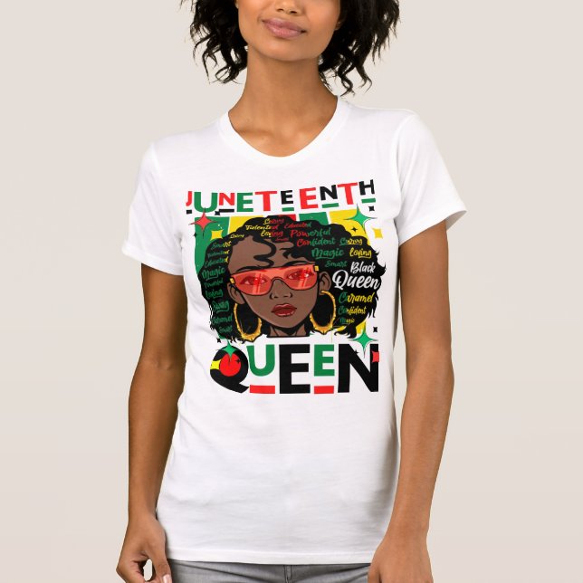 T-shirt Junetdix Queen Melanin Sista Black Girl Magic (Devant)