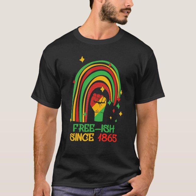 T-shirt Junetdix Rainbow Free Ish depuis 1865 African Ame (Devant)
