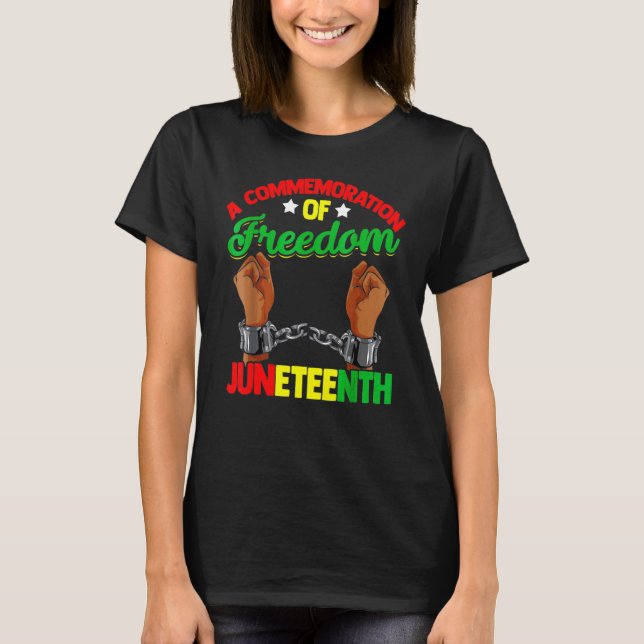 T-shirt Juneteent Break Chains Noir Africain Américain (Devant)